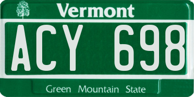 VT license plate ACY698