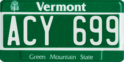 VT license plate ACY699