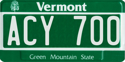 VT license plate ACY700