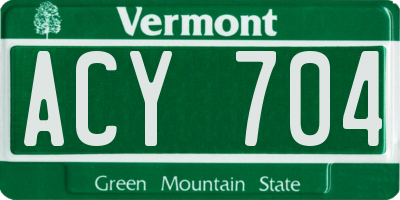VT license plate ACY704