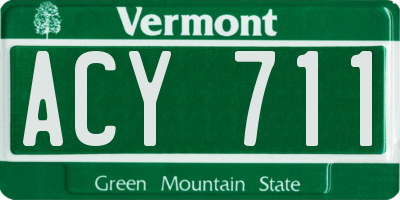 VT license plate ACY711