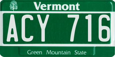 VT license plate ACY716