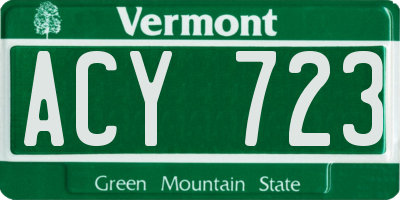 VT license plate ACY723