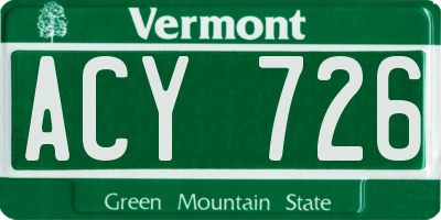 VT license plate ACY726