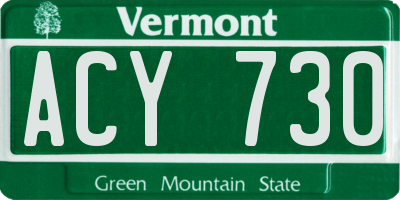 VT license plate ACY730