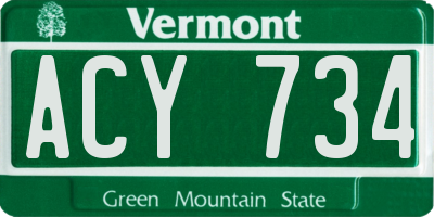 VT license plate ACY734