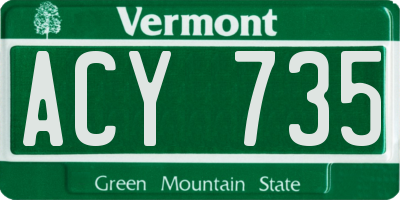 VT license plate ACY735