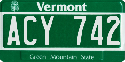 VT license plate ACY742
