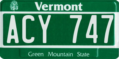 VT license plate ACY747
