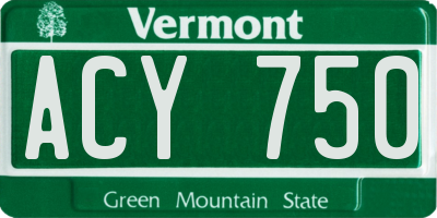 VT license plate ACY750