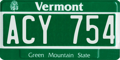 VT license plate ACY754