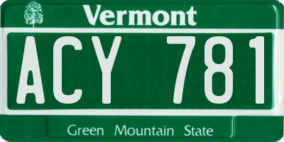 VT license plate ACY781