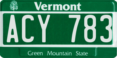 VT license plate ACY783