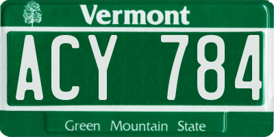 VT license plate ACY784