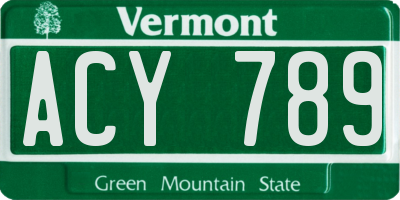 VT license plate ACY789