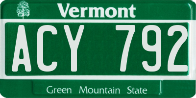 VT license plate ACY792