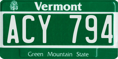 VT license plate ACY794