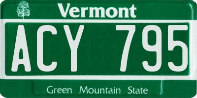 VT license plate ACY795