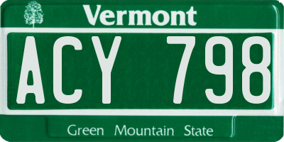 VT license plate ACY798