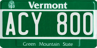 VT license plate ACY800