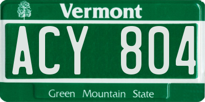 VT license plate ACY804