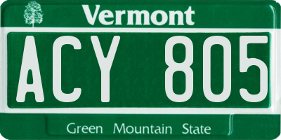 VT license plate ACY805