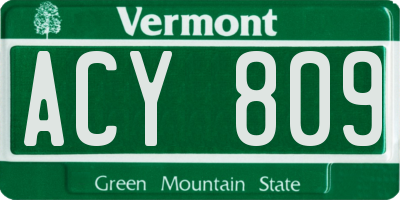 VT license plate ACY809