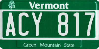 VT license plate ACY817