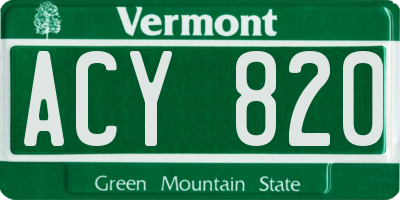 VT license plate ACY820