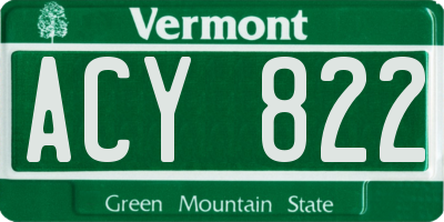 VT license plate ACY822