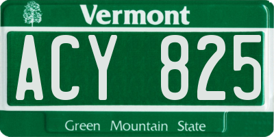 VT license plate ACY825