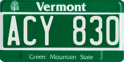 VT license plate ACY830