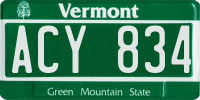 VT license plate ACY834