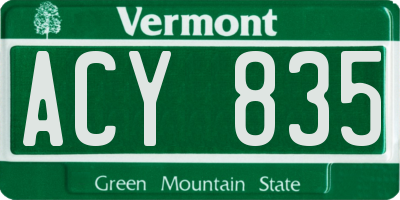 VT license plate ACY835