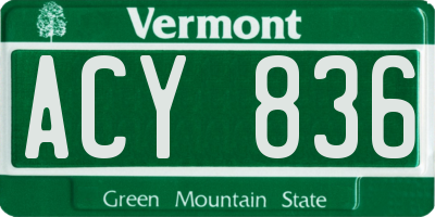 VT license plate ACY836