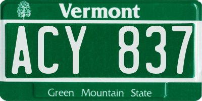 VT license plate ACY837