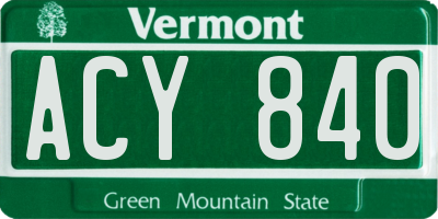 VT license plate ACY840