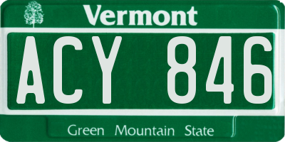 VT license plate ACY846