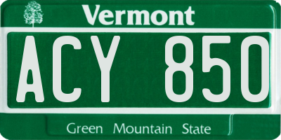 VT license plate ACY850
