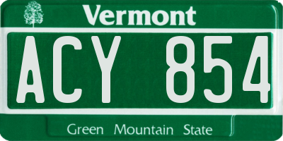VT license plate ACY854