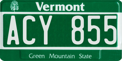 VT license plate ACY855