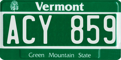 VT license plate ACY859