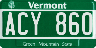 VT license plate ACY860