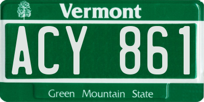 VT license plate ACY861
