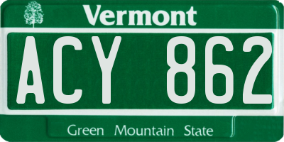 VT license plate ACY862