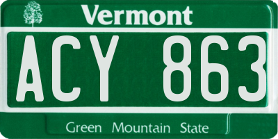 VT license plate ACY863