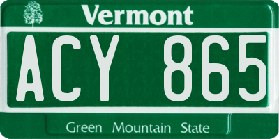 VT license plate ACY865