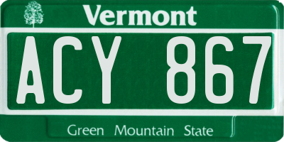 VT license plate ACY867
