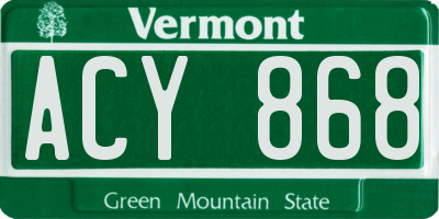 VT license plate ACY868