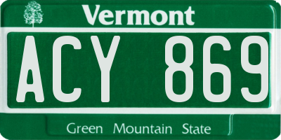 VT license plate ACY869